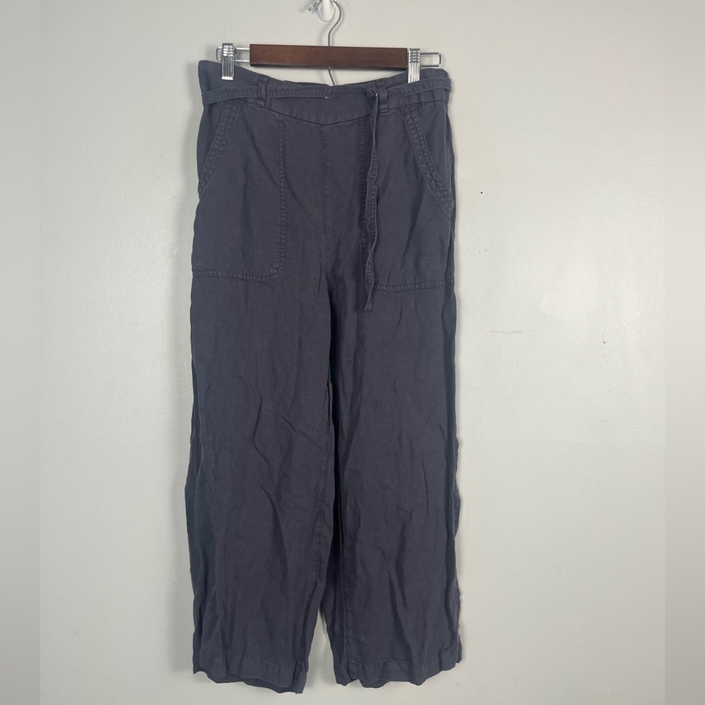 Calypso St. Barth Gray linen blend belted crop pants size medium
